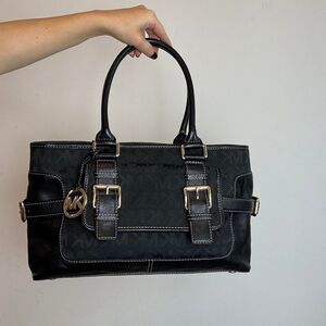 Michael Kors Vintage y2k black leather shoulder bag with gold hardware